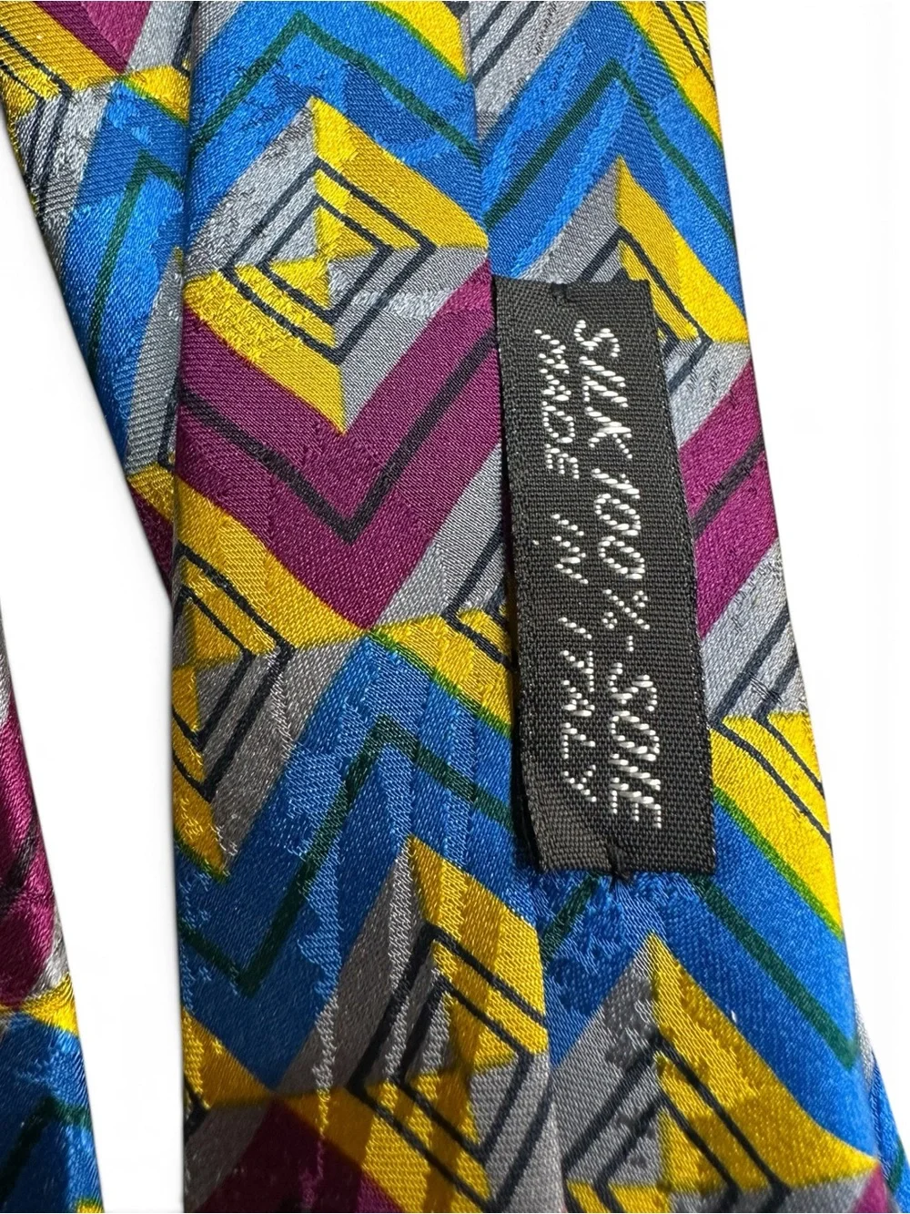 Brioni Chevron Tie in Blue, Yellow & Purple